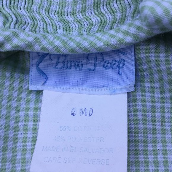 Bow Peep Girls Smocked Dress Size 6 Months Green/White 5 - Picture 3 of 4